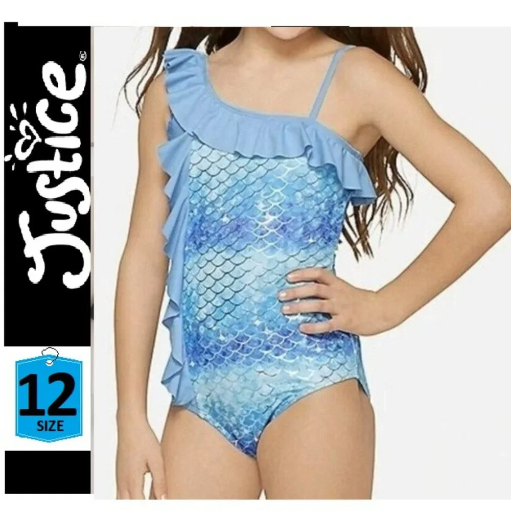 ⭐️ 5/$30 Mermaid one piece Justice swim suit, size 12
